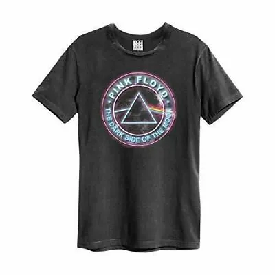 Buy Amplified Pink Floyd Neon Dark Side Of The Moon Unisex Grey Cotton T-Shirt • 22.95£