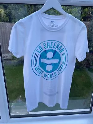 Buy S Small 10 12 ED SHEERAN Divide World Tour T Shirt  White Band Music Concert • 9£