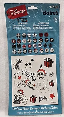 Buy Claire's Disney The Nightmare Before Christmas Sticker Earrings & Tattoos Set • 4.66£