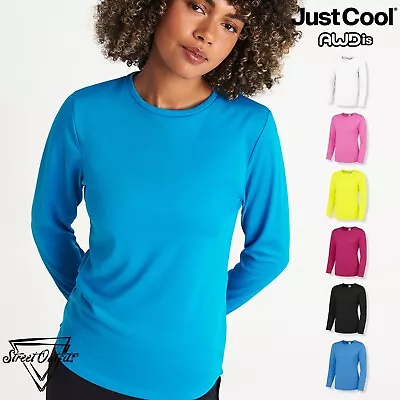 Buy Womens Long Sleeve Quick Dry T-Shirt Sports Gym Lightweight Polyester Top AWDis • 8.93£