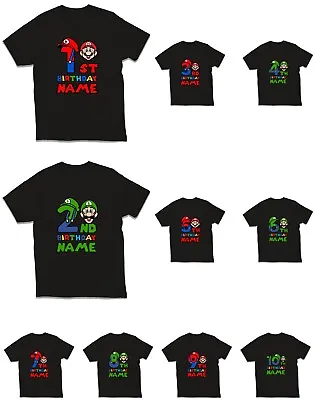 Buy Personalised Super Mario Luigi Vintage Cartoon T-Shirt Birthday Present Gift Top • 13.99£