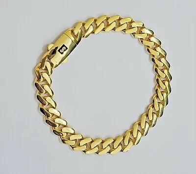Buy Real 10k Gold Bracelet Royal Miami Cuban Link 8.5mm 8.5Inch Moneco Box Lock,10kt • 543.90£