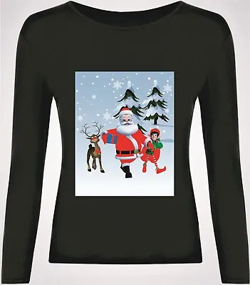 Buy Womens Christmas Jumper Loose Blouse Ladies Sweatshirt Xmas Long Sleeve Tops UK • 7.89£