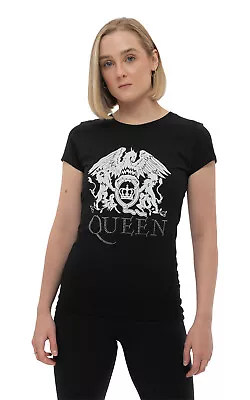 Buy Queen Diamante Crest Skinny T Shirt • 15.93£