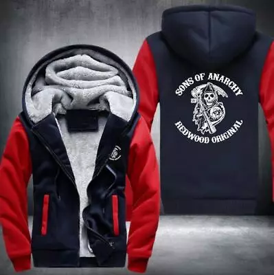 Buy Men's Winter Sons Of Anarchy Casual Hooded Zip Jacket Coat Warm Baseball Jacket • 41.96£