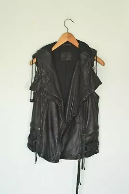 Buy *WOW AllSaints Ladies ASQUITH Leather Biker Gilet Jacket UK10 US6 EU38 Moto B • 99.99£