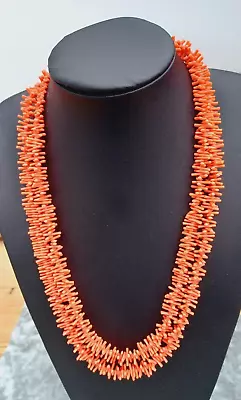 Buy Vintage Orange Necklace Faux Coral Plastic Beads  Bohemian Beach Jewellery #236 • 6.99£