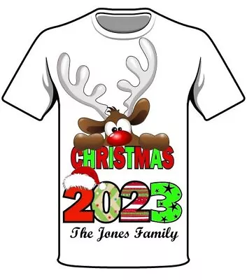 Buy Personalised Family Christmas Jumper Reindeer T-shirt Transfer Up To 15% Off • 2.49£