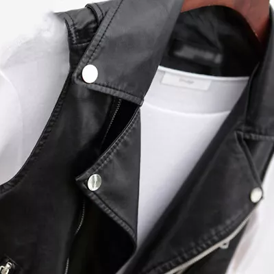 Buy Cool Punk Gilet Biker Sleeveless Jacket Black Womens Faux Leather Waistcoat • 26.99£