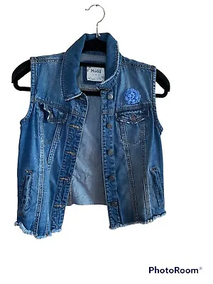 Buy Mudd Denim Sleeveless Jean Jacket With Embellishment Sz.S Juniors • 7.87£