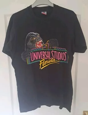 Buy UNIVERSAL STUDIOS FLORIDA King Kong Neon Sign Vintage T-shirt 1990s Black M Rare • 50£