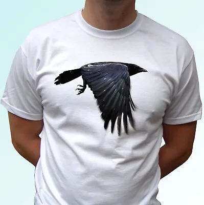 Buy Raven White T Shirt Animal Flying Bird Tee Crow Top - Mens Womens Kids Sizes • 9.99£