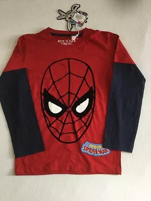 Buy Rock 'N'Roll Pirates Spiderman Boys' Long Sleeved Printed T-Shirt, Red, 7-8 Year • 16£