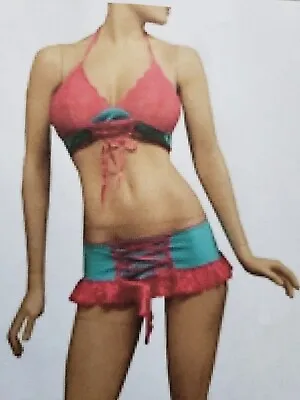 Buy 3pc Women Sexy Lingerie Forplay Lace Pink Teal Mini Skirt And Thong Set Size XL • 14.42£