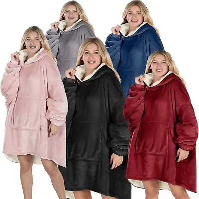Buy Oodie Womens Oversized Hoodie Blanket Hoodie Hooded Blanket Adult Fleece Poncho • 7.99£
