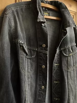 Buy Mens Classic VINTAGE LEE Black Stonewashed Denim Slim Fit Shabby Chic Jacket XL • 18£