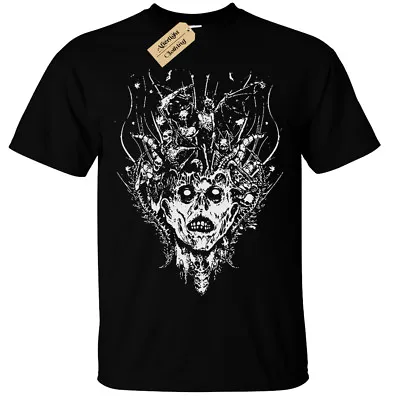 Buy Demon Head T-Shirt Mens Gothic Rock Horror Skull Zombie Scary Skeleton Goth • 12.95£