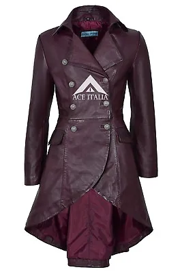 Buy EDWARDIAN Ladies Leather Coat Chery Lamb Leather Gothic Flared Coat Jacket 3491P • 159.66£