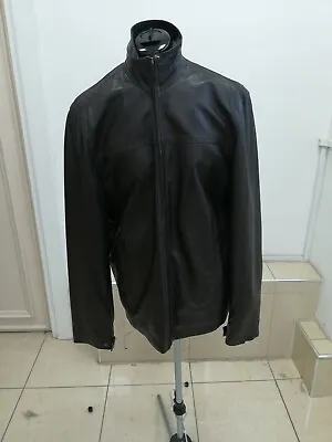 Buy Men Real Leather Jacket Zip Fastening Dark Brown Gents Casual Top Size Medium UK • 49.99£