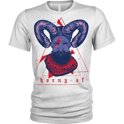 Buy Horny Af T-Shirt Demon Devil Horns T-Shirt Unisex Mens • 10.95£