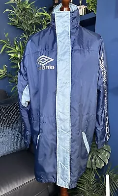 Buy Vintage Umbro Manager Bench Embroidered Jacket Coat Mens Large 1990s Blue • 29.99£