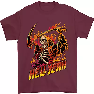Buy Hell Yeah Grim Reaper Skull Heavy Metal Mens T-Shirt 100% Cotton • 7.99£