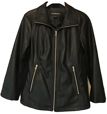 Buy Liz Claiborne Jacket Sz S Black Faux Leather Fabric Stretch Side Panels Womens • 21.76£