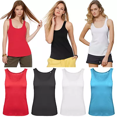 Buy Pack Of 2 Ladies Cotton Vest Women Plain Summer Stretchy Casual Tank Top T Shirt • 5.99£
