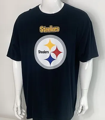 Buy Majestic Graphic T Shirt Black Size XXL Pittsburgh Steelers Graphic NFL USA Logo • 8.78£