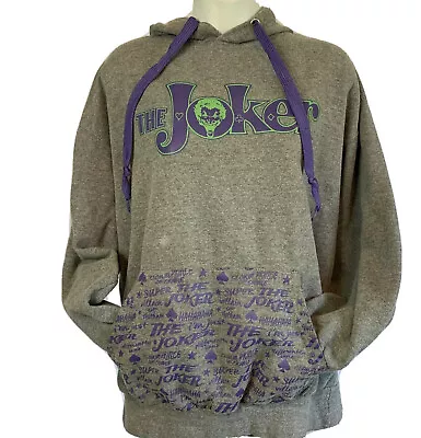 Buy The Joker Sweatshirt Size XL Hoodie Gray Purple Batman Gotham Clown Prince DC • 22.50£