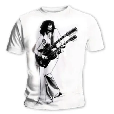 Buy Jimmy Page Led Zeppelin Gibson Twin Neck Pose Official Tee T-Shirt Mens • 15.99£