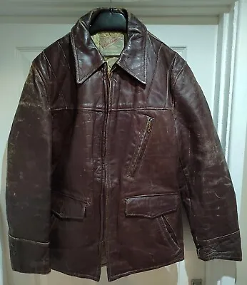 Buy Ralph Edwards 1950s VTG Horsehide Mens Brown Leather Coat Jacket Vintage 38/40 • 175£