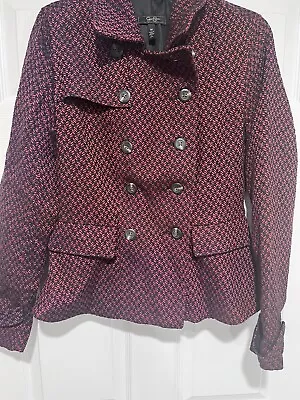 Buy Jessica Simpson  Herringbone Tweed Pea Coat Style Jacket Coat Size Medium VGC • 12.54£