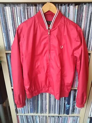 Buy Fred Perry Red White Light Bomber Jacket  M Medium Slim Fit • 39.99£