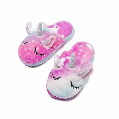 Buy Girls Unicorn Slippers Size 6/7 Soft Cute Comfy Fluffy House Shoes Star Pink • 11.99£