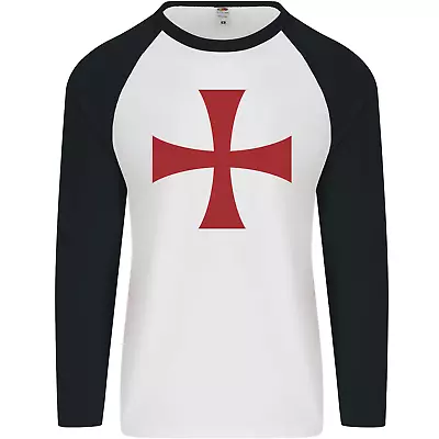 Buy Knights Templar Cross Fancy Dress Outfit Mens L/S Baseball T-Shirt • 9.99£
