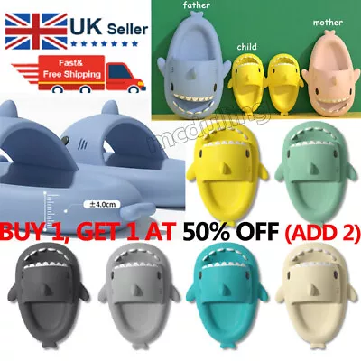 Buy Unisex Adult&Kid Pillow Slides Sandal In/Outdoor Cute Shark Slipper Anti-slip UK • 15.59£