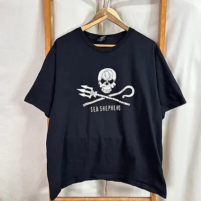 Buy Sea Shepherd Shirt Mens 2XL Black Short Sleeve • 12.54£