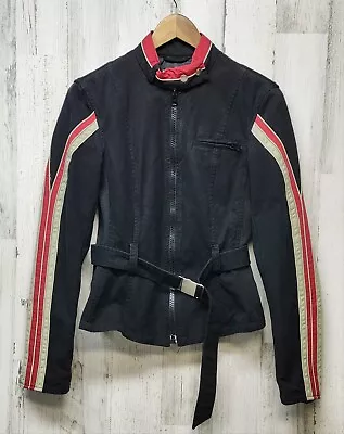 Buy Vintage Armani Exchange Jacket Women Medium Black Biker Y2K 90'S Style • 42.47£