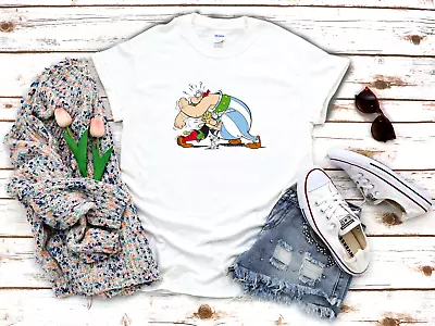 Buy Funny Asterix And Obelix Cartoon White Women's 3/4 Short Sleeve T-Shirt F066 • 9.92£