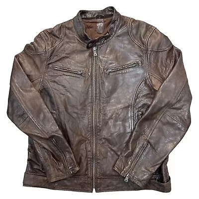 Buy Vintage Gipsy Leather Biker Jacket Motorcycle Full Zip Y2K Brown Mens Large • 59.99£