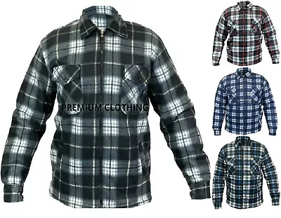 Buy 8808 Mens Quilted LUMBERJACKET Fleece Lined Shirt Work Flannel Jacket Thick Warm • 14.99£