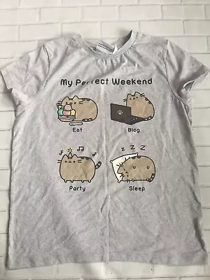 Buy PUSHEEN TEE Medium 6-8 Perfect Weekend Eat Blog Party Sleep CAT CUTE TSHIRT #C • 9.99£