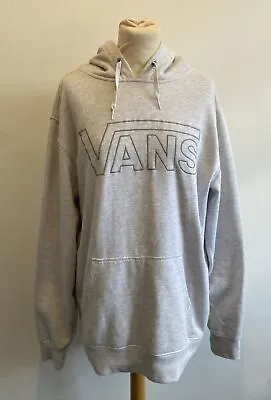 Buy Mens Vans Light Grey Hoodie Size Medium Spell Out Embroidered Pullover • 19.99£