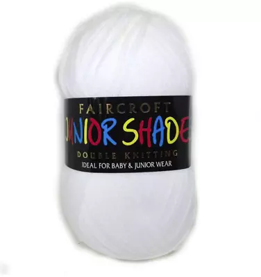 Buy Woolcraft Faircroft Junior Shades DK Knitting Wool Yarn 500g - 10 White • 10.99£