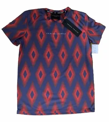 Buy Men's Printed S/S T-shirt, Criminal Damage, Blue/Red, UK-M New With Tag • 12£
