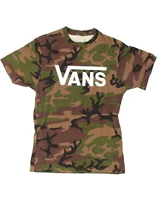 Buy VANS Womens Custom Fit Graphic T-Shirt Top UK 14 Large Khaki Camouflage AQ27 • 10.89£