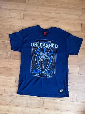Buy Authentic Wear Wwe Roman Reigns The Big Dog Unleashed Wrestling T-shirt Blue L • 13.99£