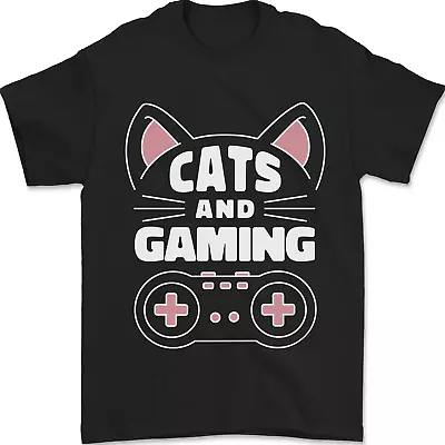 Buy Cats And Gaming Funny Gamer Mens T-Shirt 100% Cotton • 8.49£