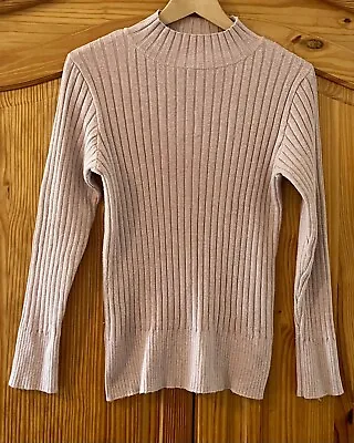 Buy F&F Pink High Neck Jumper / Ribbed Cosy Knit Pullover Size 14 • 2.99£